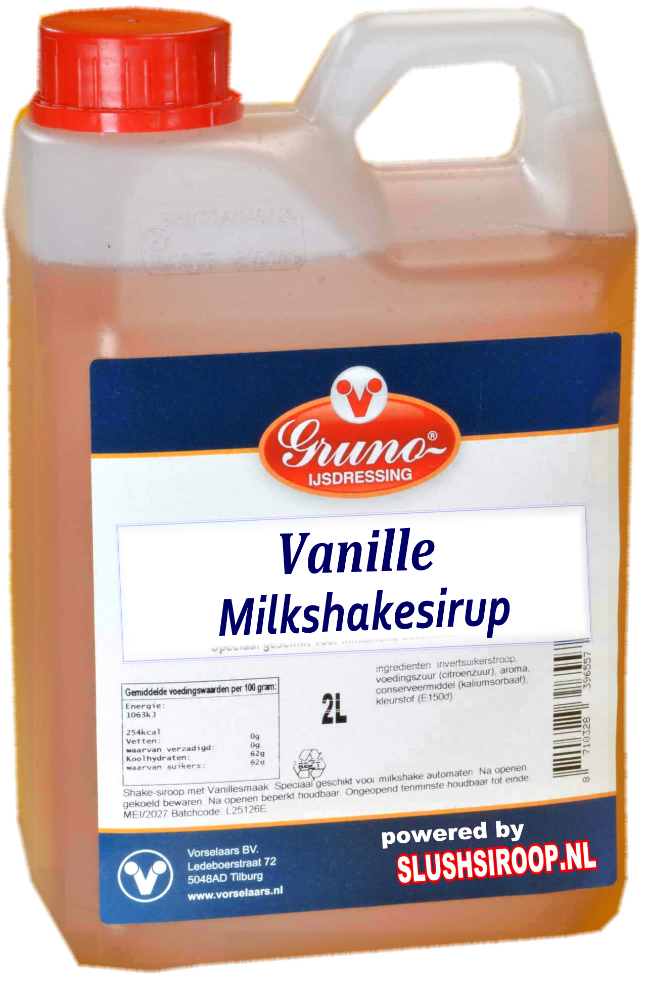 D-GRUNO - MilaNNE Milkshakesiroop VANILLE smaak, tank a, 2 liter