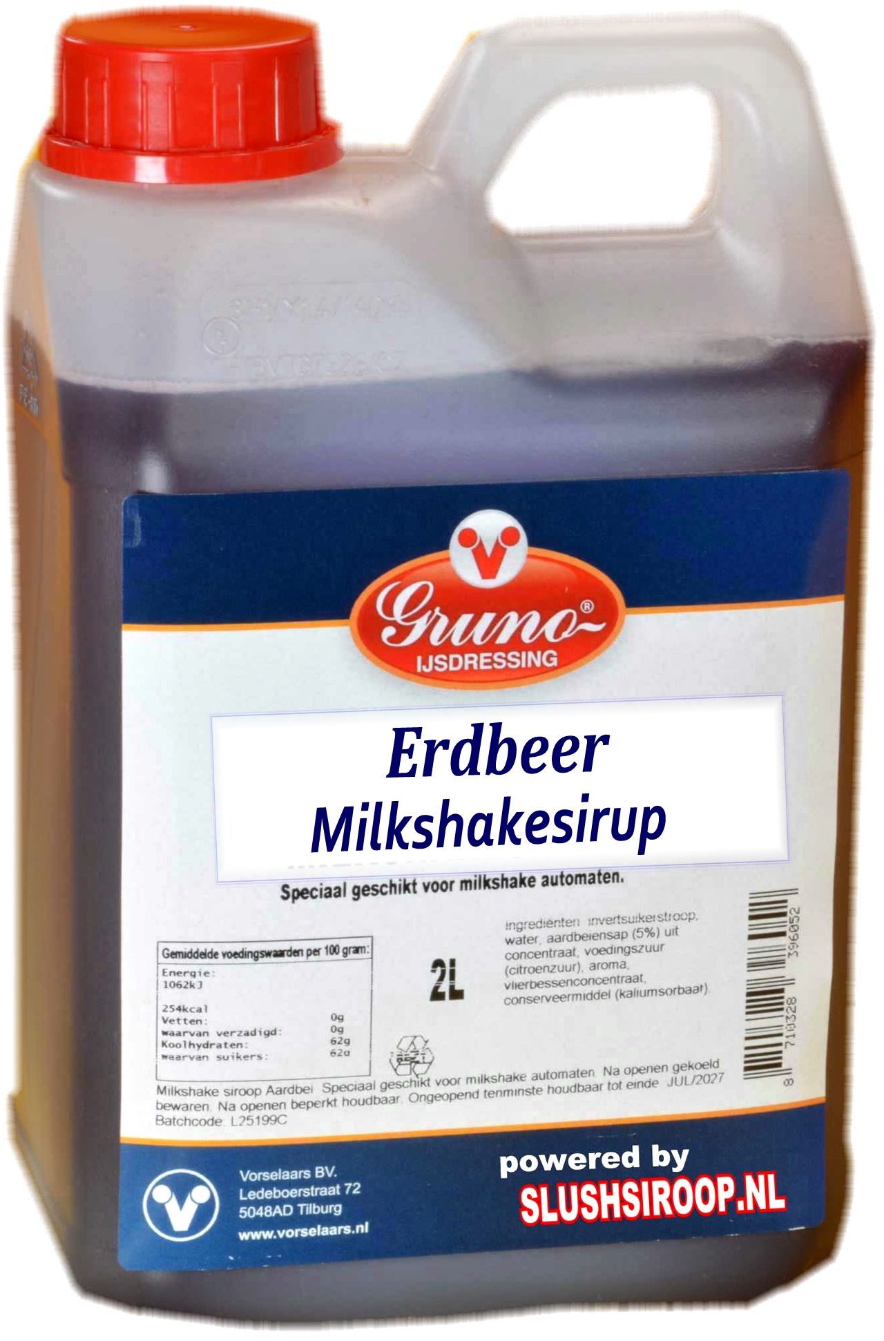 D- GRUNO - MilaNNE Milkshakesiroop AARDBEIEN smaak, tank a, 2 liter