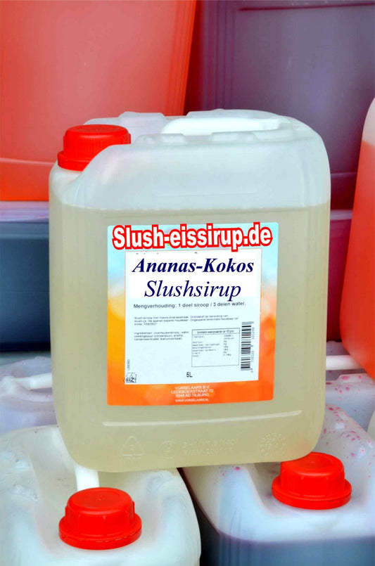 Slush syrup PINEAPPLE-COCONUT flavor - 5-liter tank - Vorselaars - Slushsiroop.com