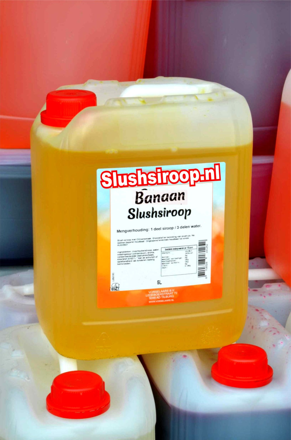 banaan slush siroop - slushsiroop.nl in tank - tankje 5 liter