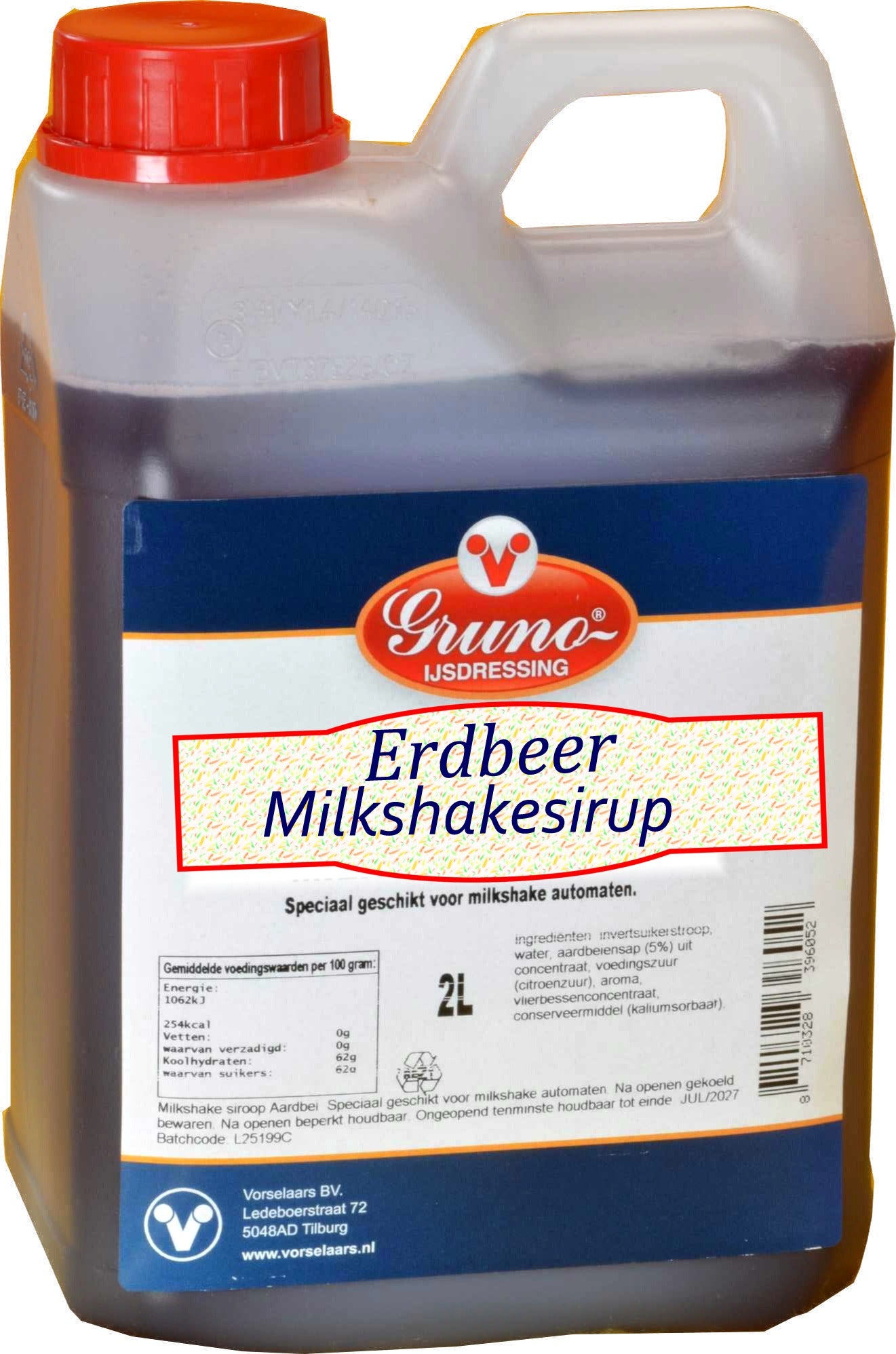 GRUNO - MilaNNE Milkshake syrup STRAWBERRY flavour, tank a, 2 liters