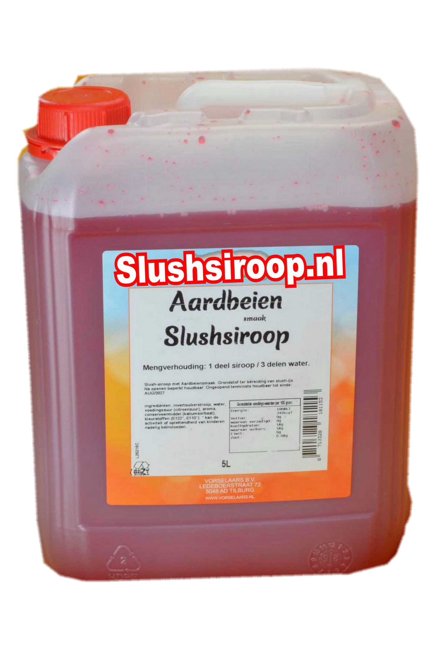 Tankje aardbeien slush siroop - slushsiroop.nl in tank - tankje