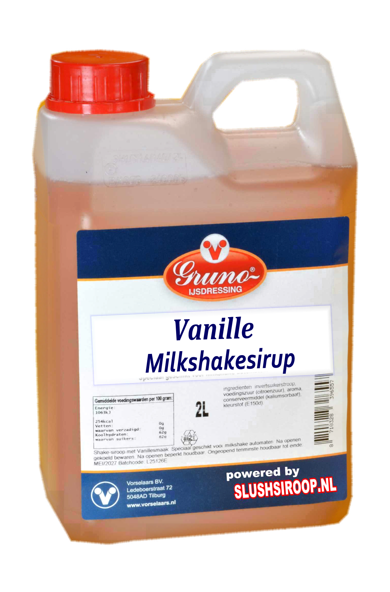 D-GRUNO - MilaNNE Milkshakesiroop VANILLE  smaak, tank a, 2 liter