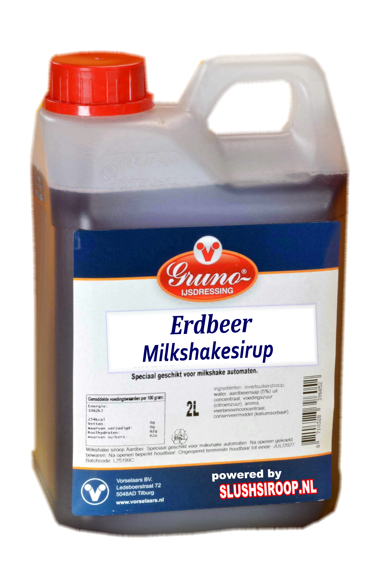 D- GRUNO - MilaNNE Milkshakesiroop AARDBEIEN smaak, tank a, 2 liter