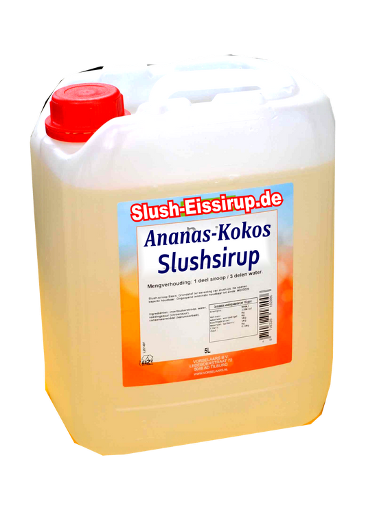 Slush syrup PINEAPPLE-COCONUT flavor - 5-liter tank - Vorselaars - Slushsiroop.com