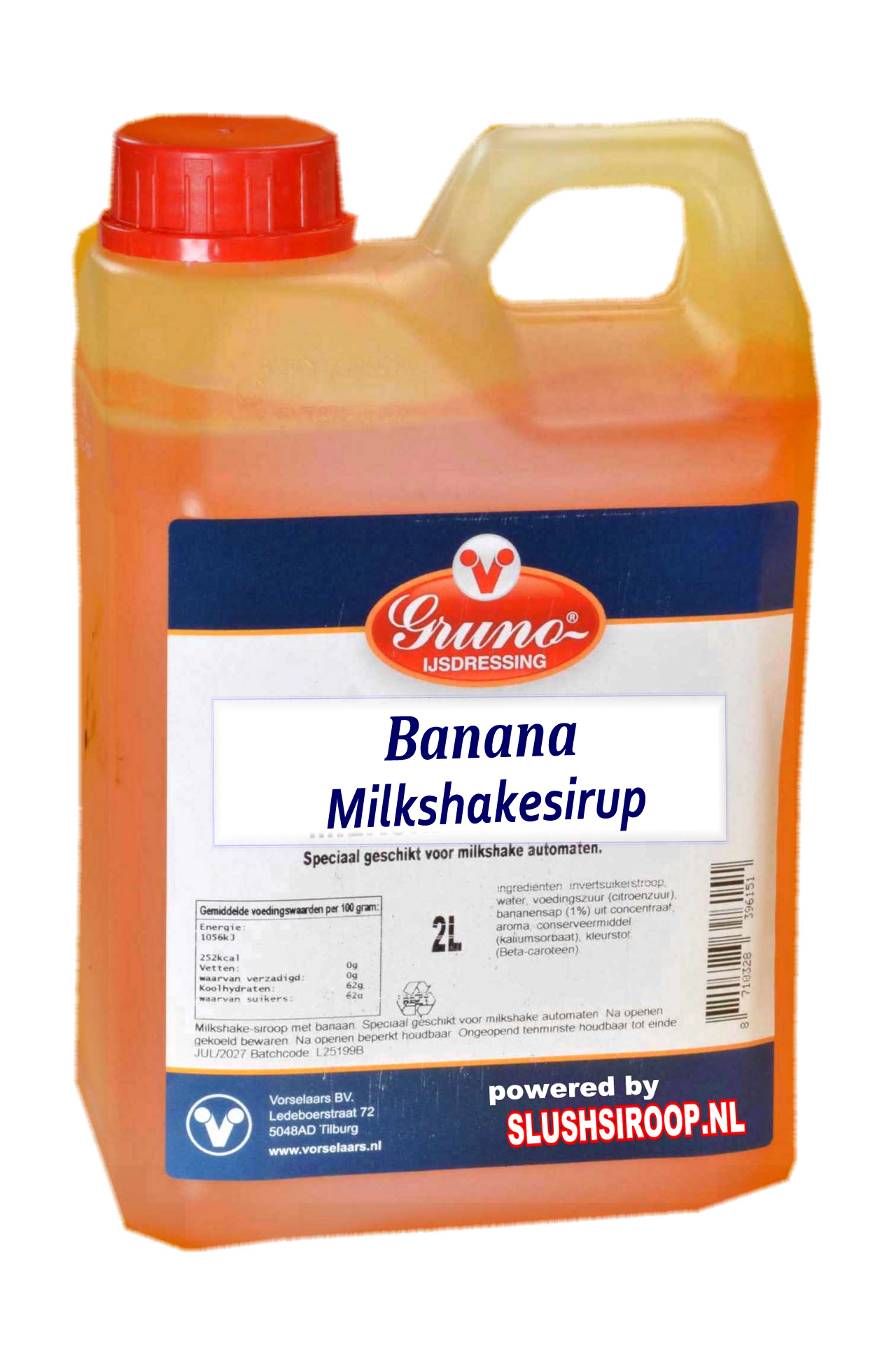 D-GRUNO - MilaNNE Milkshakesiroop BANAAN smaak, tank a, 2 liter