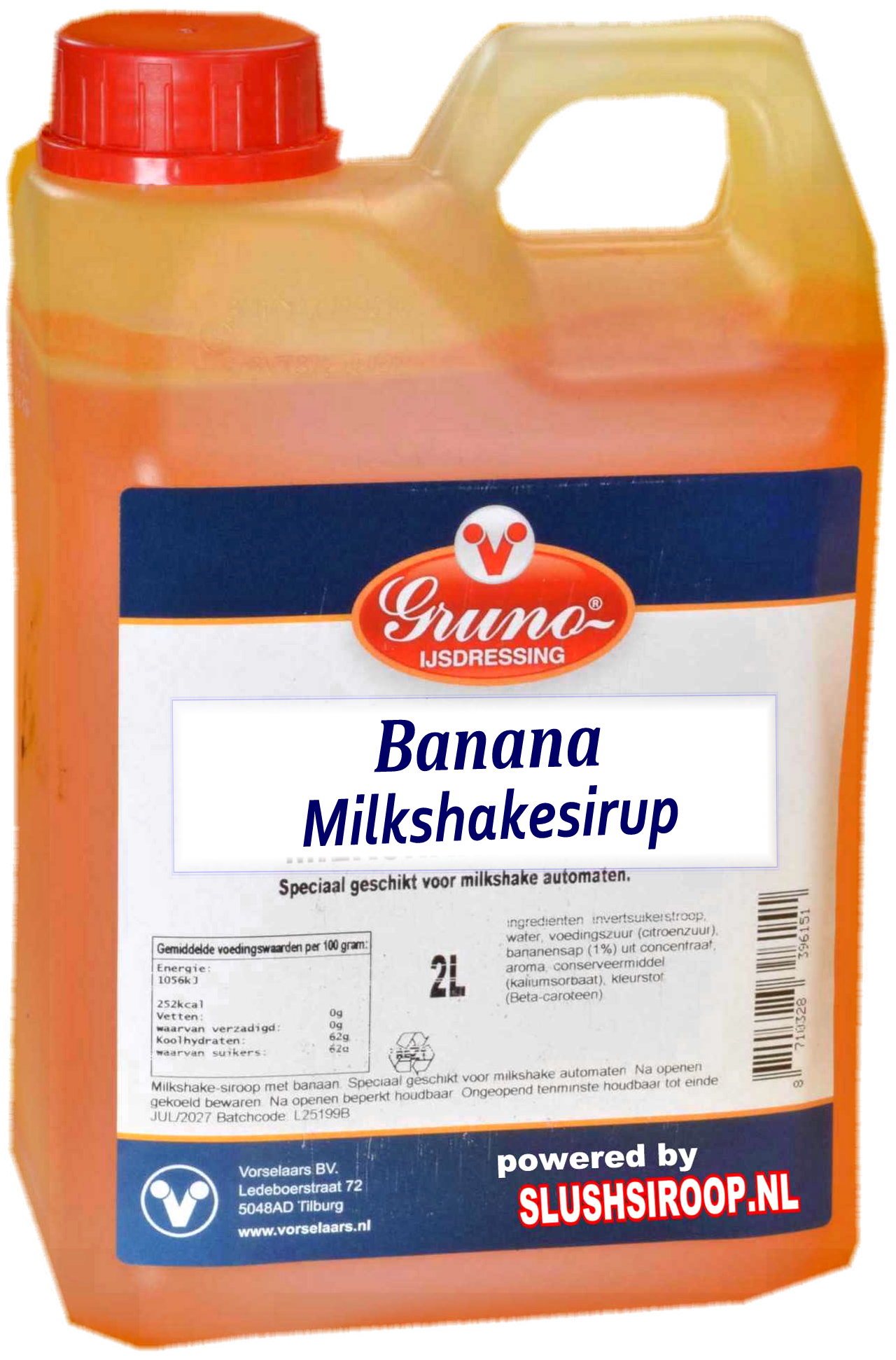 D-GRUNO - MilaNNE Milkshakesiroop BANAAN smaak, tank a, 2 liter