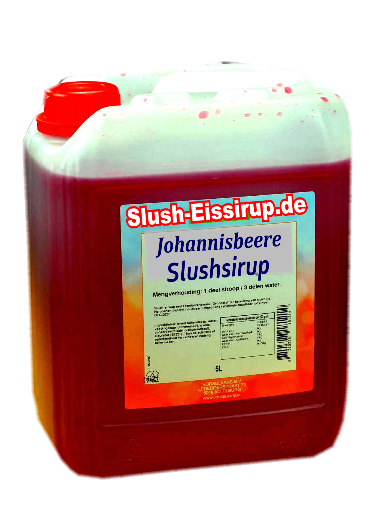 D-  Slushsiroop CASSIS smaak - tank met 5 ltr - Vorselaars - Slush-Eissirup.de - De heerlijke ijsdrank voor iedereen!