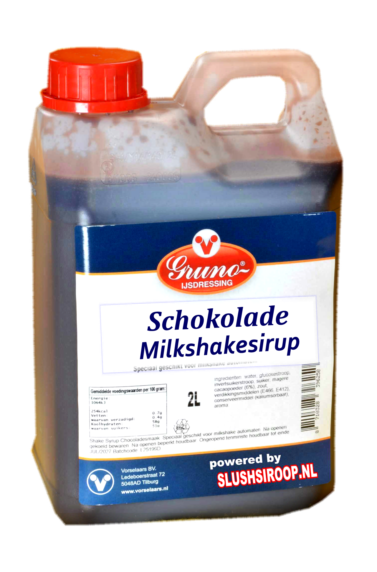 D- GRUNO - MilaNNE Milkshakesiroop CHOCOLADE smaak, tank a, 2 liter