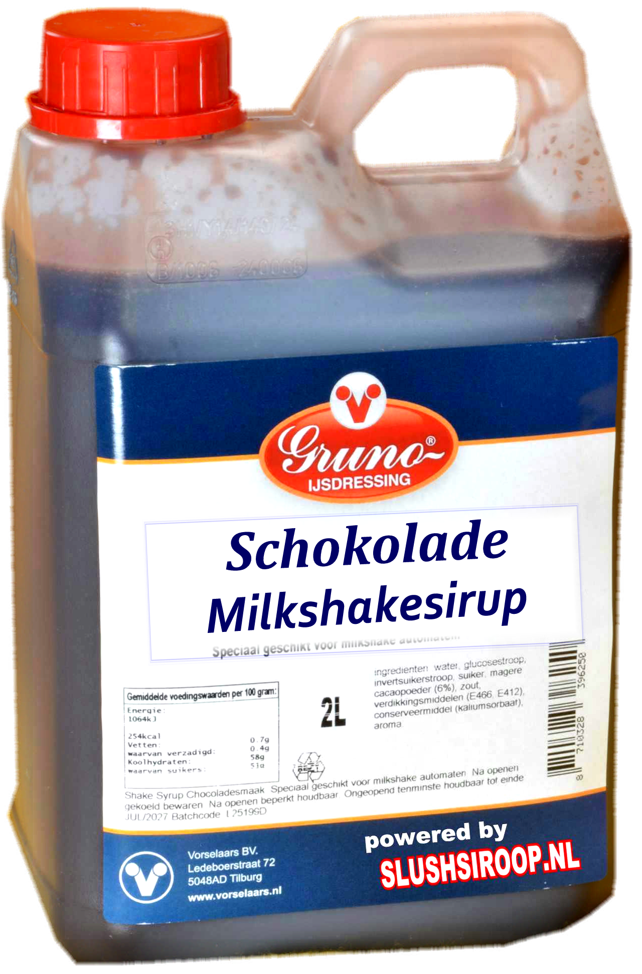 D- GRUNO - MilaNNE Milkshakesiroop CHOCOLADE smaak, tank a, 2 liter