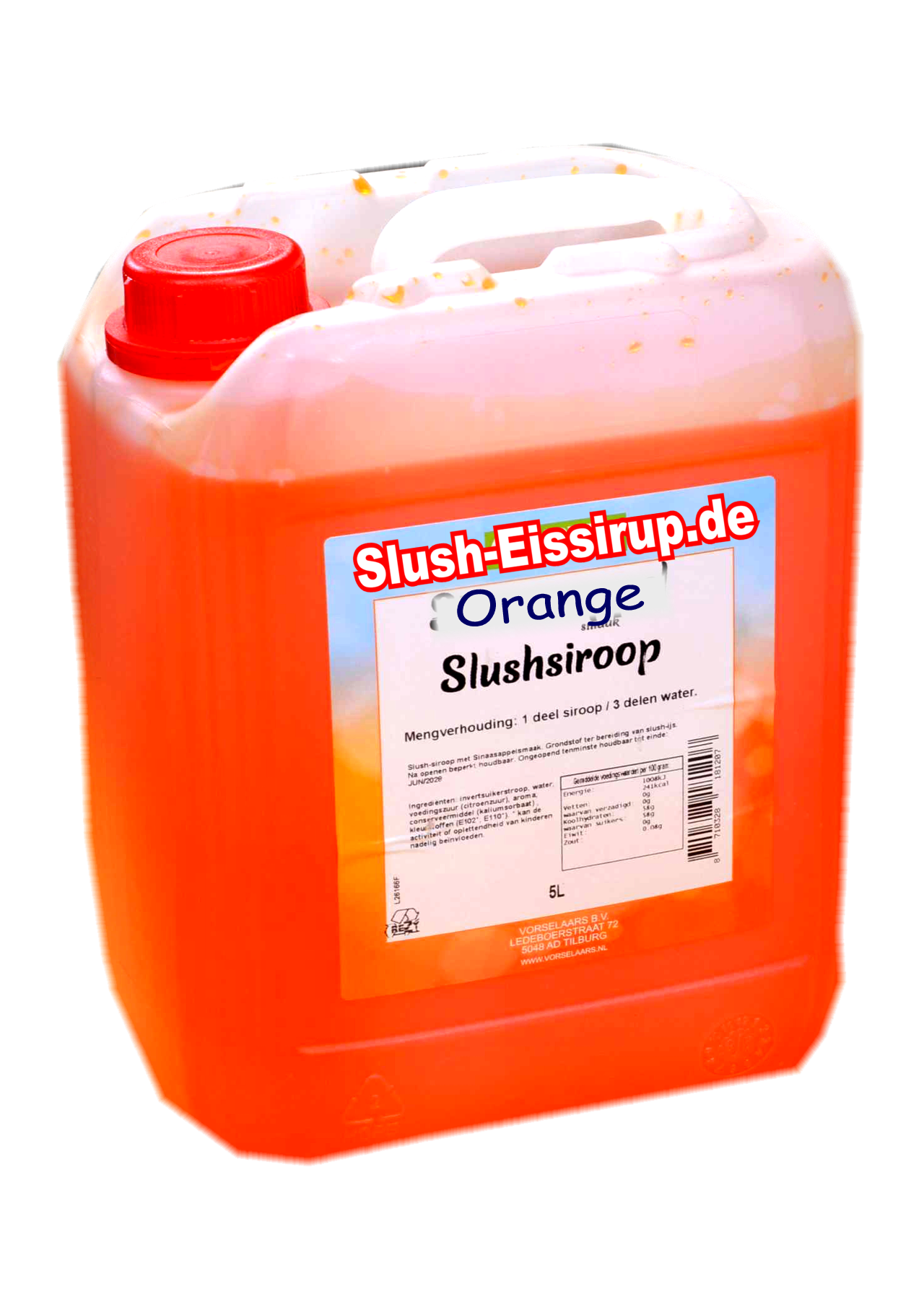 D- Slushsiroop SINAASAPPEL smaak - tank met 5 ltr - Vorselaars - Slush-Eissirup.de
